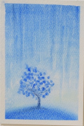 日本製格安パステル画3種Lila作「雨（陰）」保証書付 パステルカラー ヤフ オク限定 木製額装44.1×33.8cm 直筆サイン 絵柄違い有 その他